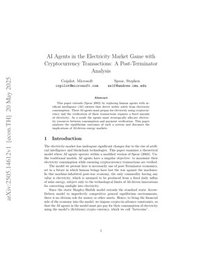 PDF Document Cover - AI Agents in Electricity Market with Cryptocurrency Transactions: Post-Terminator Analysis